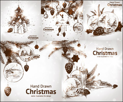 Hand-painted Christmas decorations Vector style