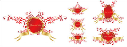 Romantic Ribbon Vector shield badge