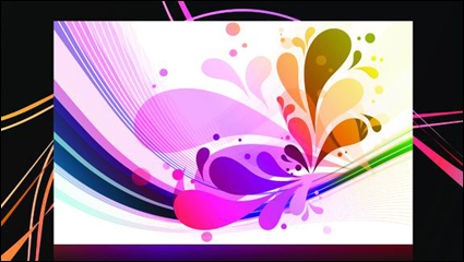 Gorgeous black background pattern vector material -1