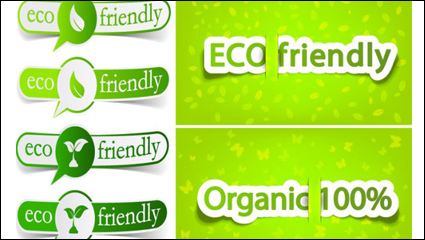 Low-carbon green theme label banner design vector material -2