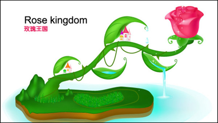 Rose fairy-tale world vector material