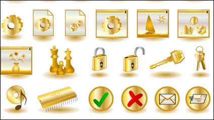 Gold common computer icon 02-- vector material