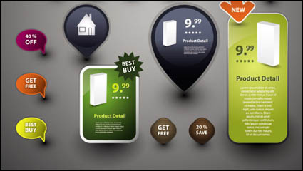 Beautiful icon button 02-- vector material