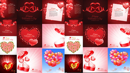 10 beautifully designed heart-shaped theme vector material