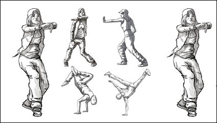 Dancing figures vector material