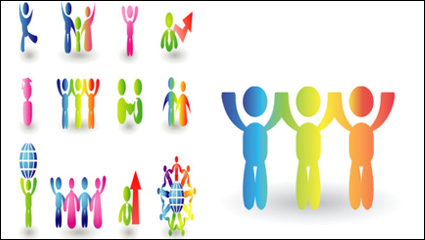 Colorful three-dimensional dynamic humanoid icon vector material -2