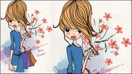 Fashion Shopping Girl 01 - vector material