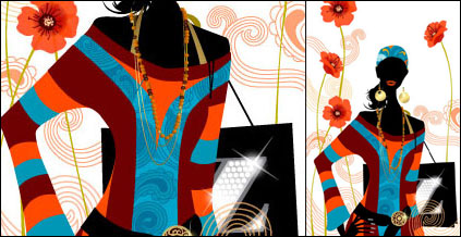 Simple life style vector girls material-2