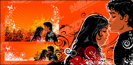 Trend sweet lovers vector material