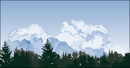 Vector forest sky clouds