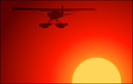 aircraft under the Sunset vector material